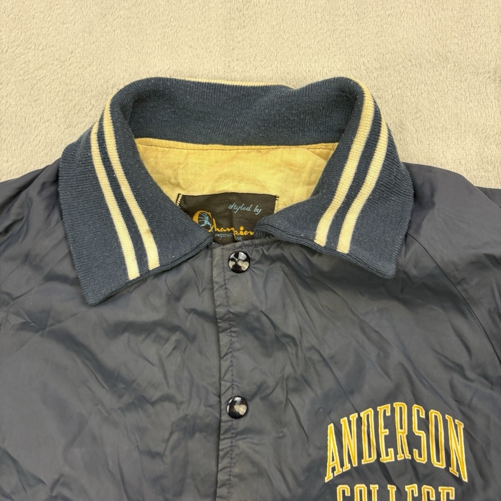 Vintage Champion Varsity Jacket Mens Medium Blue Running Man College Nylon 60s - Picture 3 of 11